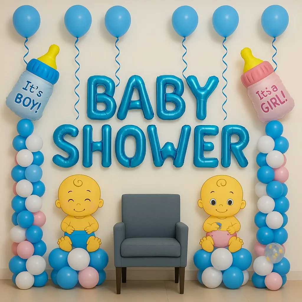 Blue White Baby Shower Theme Decor